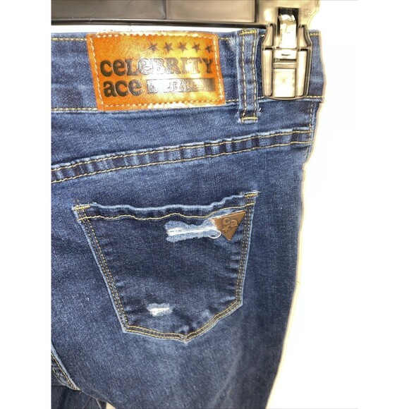 Celebrity Ace Women’s Distressed Skinny Jeans Size 3 Blue Button Fly Western - Picture 10 of 12